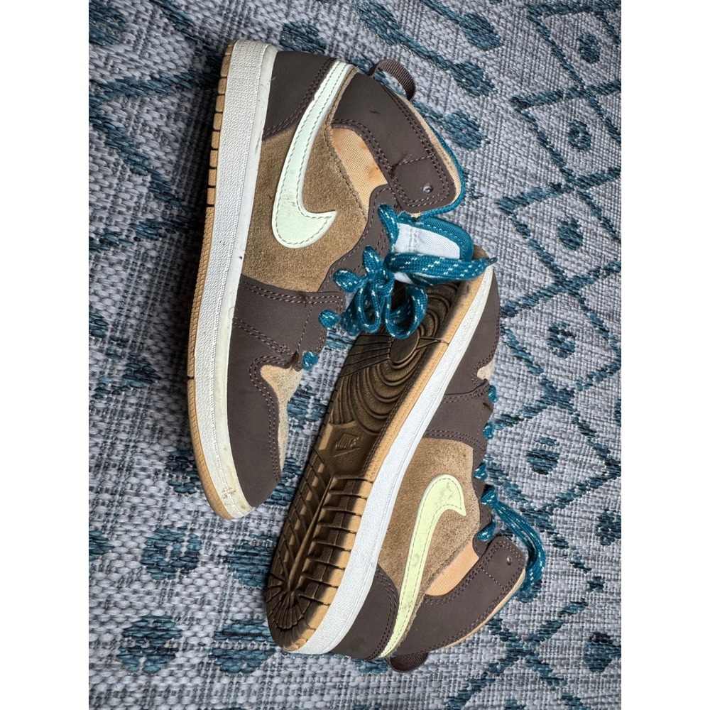 Nike Air Jordan 1 Mid Cacao Wow Brown Teal Kids Shoes DZ6335-200 Size 1.5Y - Picture 6 of 10